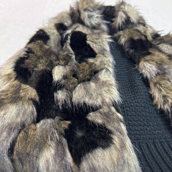 INC International Concepts Women's S/P Faux Fur Vest Ribbed Knit Back Black - Picture 8 of 16